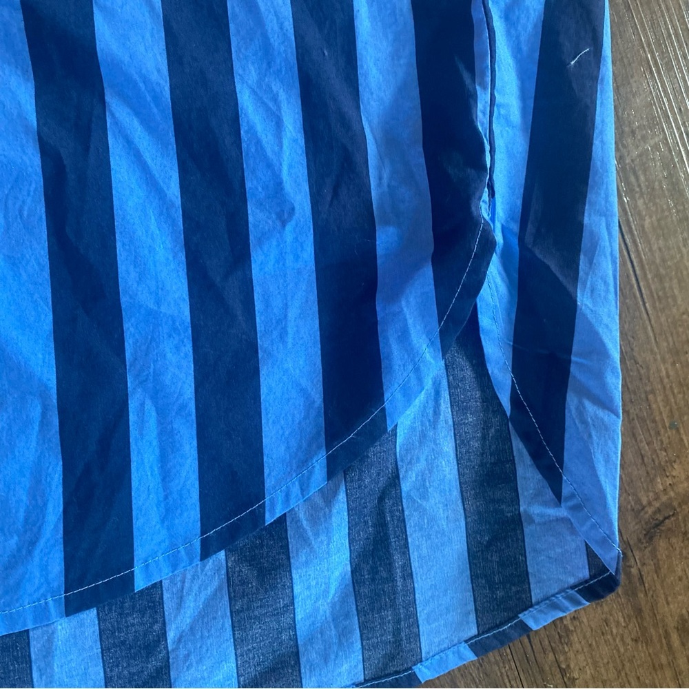 Striped Blue Button-Up Shirt - Women's Blue Stripe Top - Picture 5 of 7